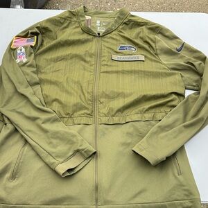 Nike Men's Olive Bomber Jacket with Seahawks Patch Seahawks